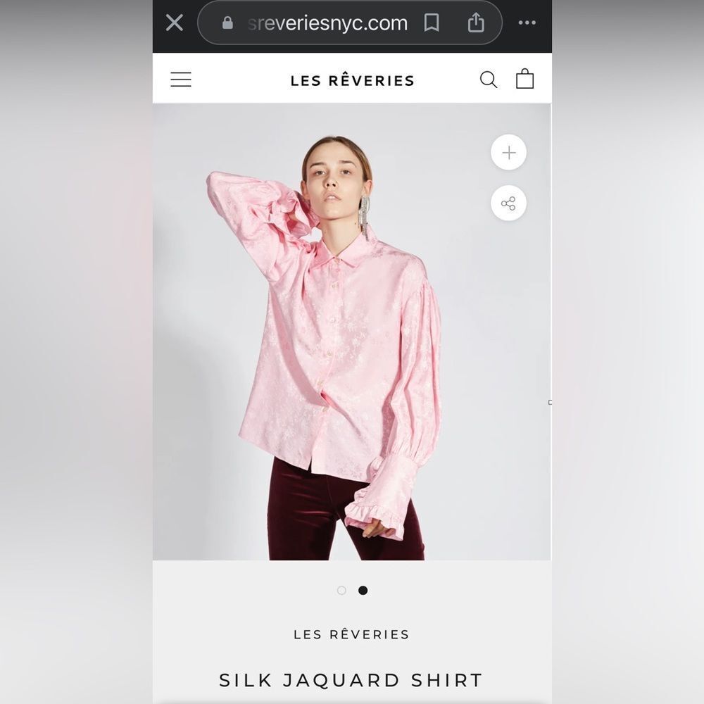 Barbie Les Rêveries Pink Floral Print 100% Silk Top Size 8